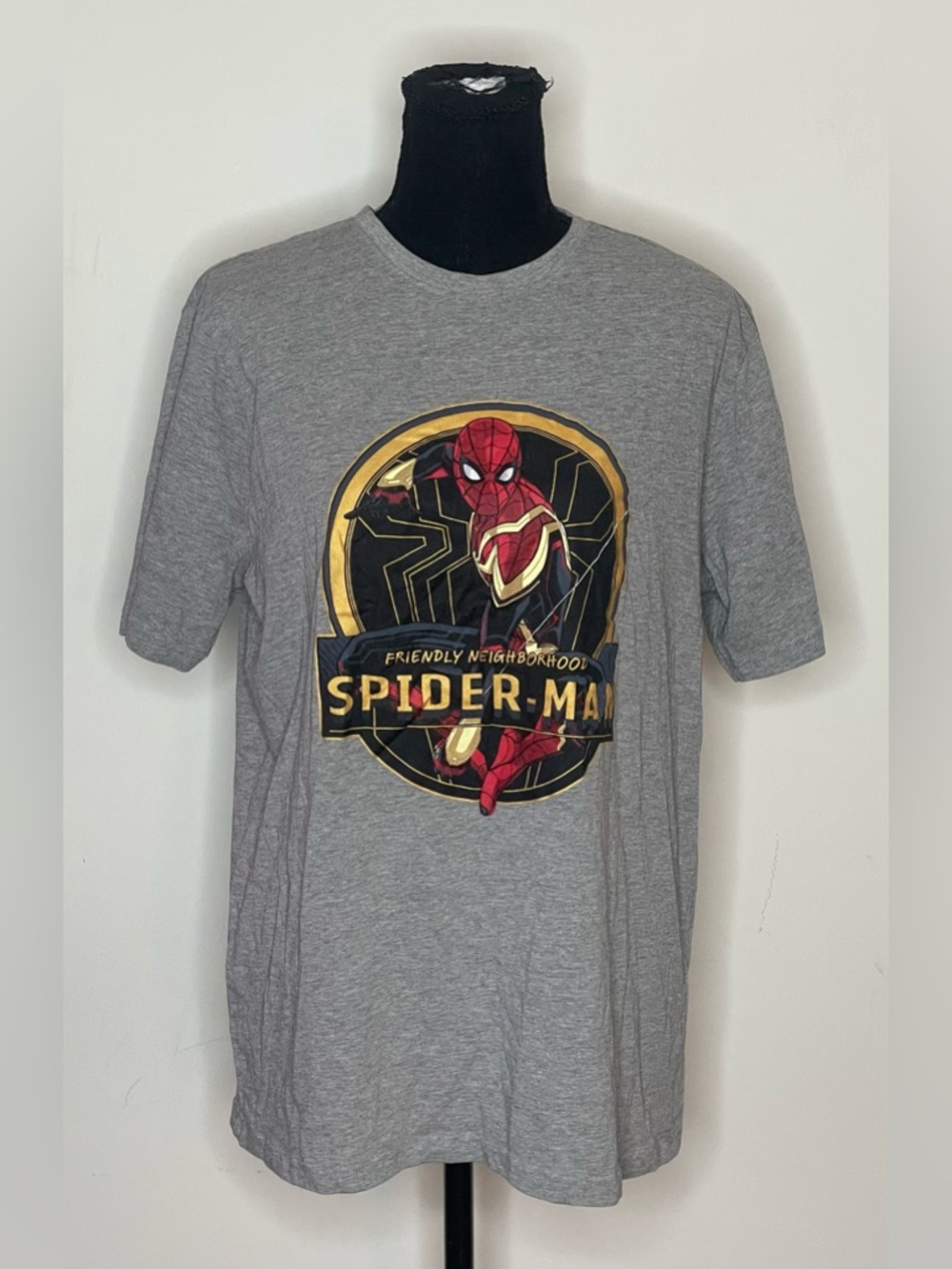 Marvel Studios Spider-Man Gray‎ Graphic T-Shirt Mens Large Splash Crewneck MCU